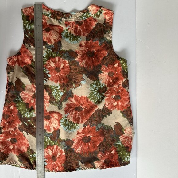 Talbots Womens Tank Top Petite Size 6 Silk Rusty Red Multi Floral Career Office - Picture 8 of 9